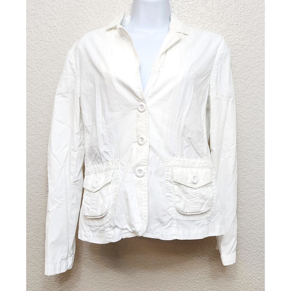 Classic Blues White 3 Button Notched Collar Blazer Small Lightweight Pockets